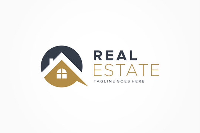 real estate — blue & gold brokerage placeholder logo
